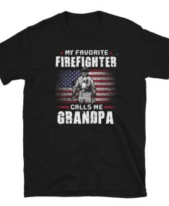 US Flag Patriot Firefighter Grandpa T-Shirt