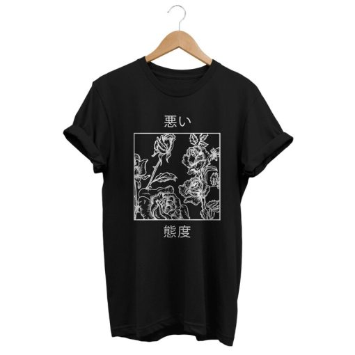 Japanese Black Roses T shirt