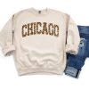 Chicago Leopard Print College Style Unisex Crewneck Sweatshirt