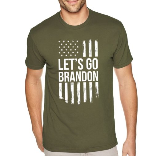 XtraFly Apparel Men's Tee Let's Go Brandon FJB Joe Biden Impeach Republican Conservative American Flag Trump 2024 MAGA USA Crewneck T-shirt