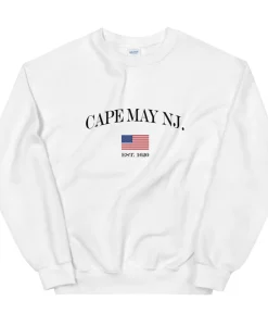 Cape May NJ American Flag Unisex Crewneck Sweatshirt