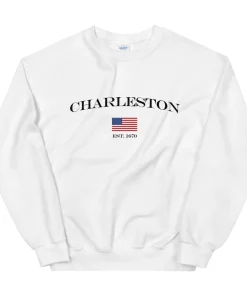 Charleston South Carolina American Flag Unisex Crewneck Sweatshirt