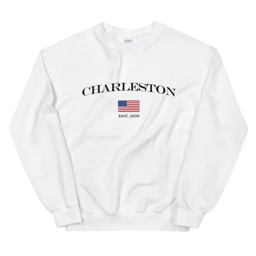 Charleston South Carolina American Flag Unisex Crewneck Sweatshirt