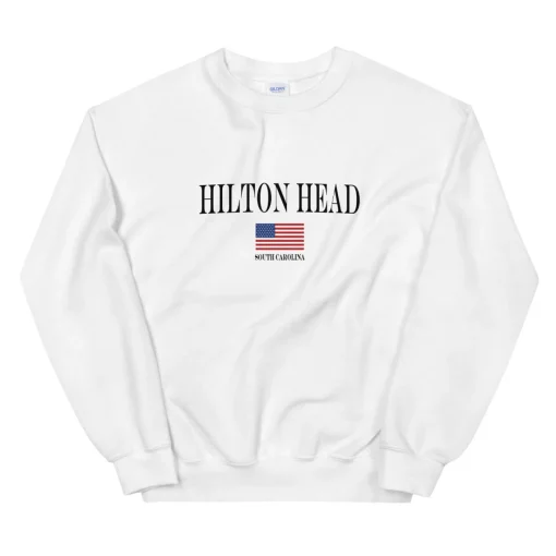 Hilton Head SC American Flag Unisex Crewneck Sweatshirt