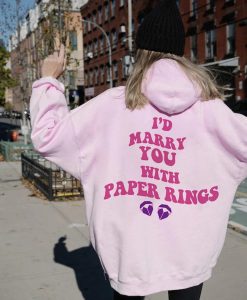 I'd Marry You With Paper Rings Trendy Crewneck Hoodie