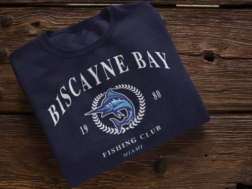 Miami Biscayne Bay Vintage Style Fishing Club Crewneck Sweatshirt