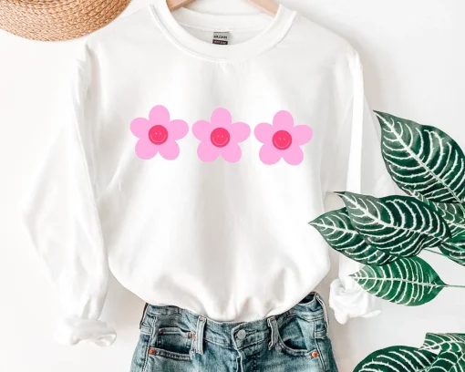 Pink Smiling Daisy Sweatshirt