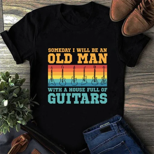 Old Man With A House Full Of Guitar Shirt