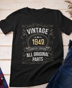 Vintage 1942 Birthday Gift Men Women Original Design Unisex T-Shirt