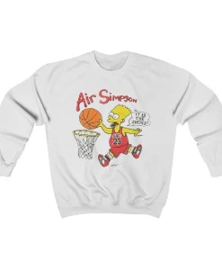 Bart Simpson Air Bart 1990s Chicago Bulls Bootleg Jordan Pippen Vintage Crew Sweatshirt