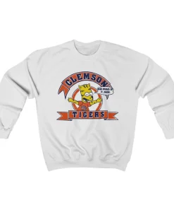 Clemson University Tigers Bart Simpson Re-Print Sports Football Unisex Crew Neck Sweatshirt