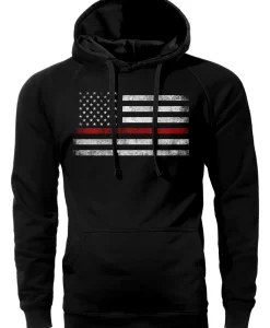 Thin Red Line Flag USA Firefighter Hoodie