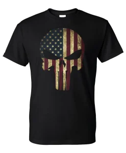 USA Patriotic American Flag Skull Tactical Men's T-Shirt