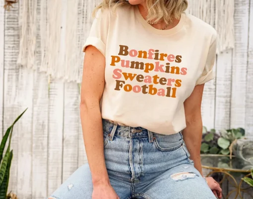 Bonfires Pumpkins Sweaters Football Shirt