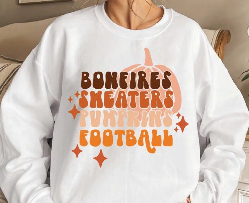 Bonfires Pumpkins Sweaters Football Sweatshirt