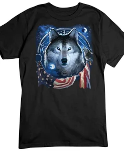 Wolves American Flag Dream Catcher T-Shirt