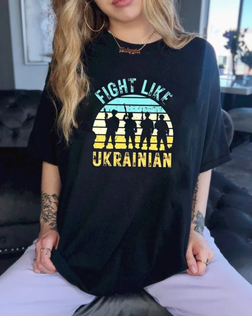 Fight Like Ukrainian Distressed Yellow and Blue Shirt