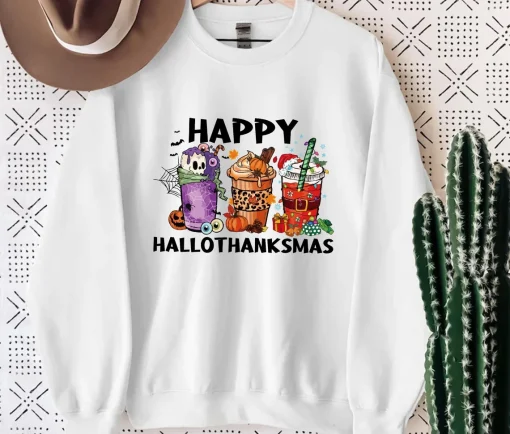 Happy Hallothanksmas Coffee Cup Sweatshirt