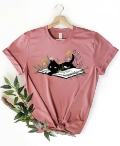 Cute Book Cat Shirt