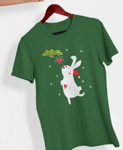 Christmas rabbit with heart T-shirt
