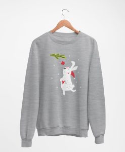 Christmas rabbit with heart sweatshirt