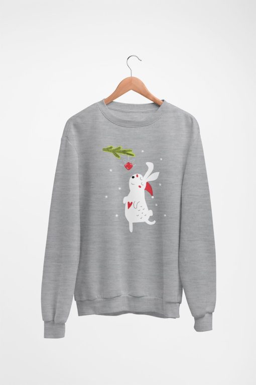 Christmas rabbit with heart sweatshirt