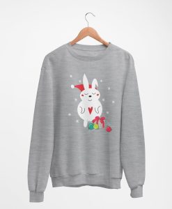 Christmas rabbit with presents sweatshirt