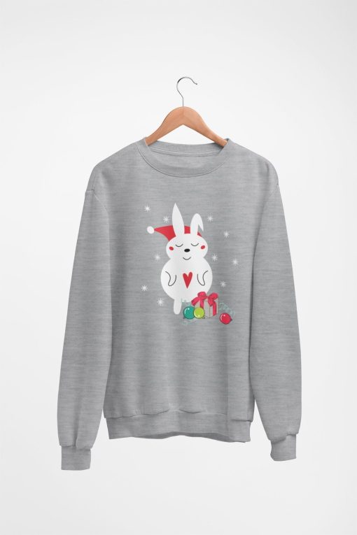 Christmas rabbit with presents sweatshirt