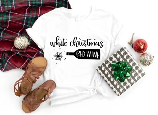 White Chritmas Red Wine Shirt