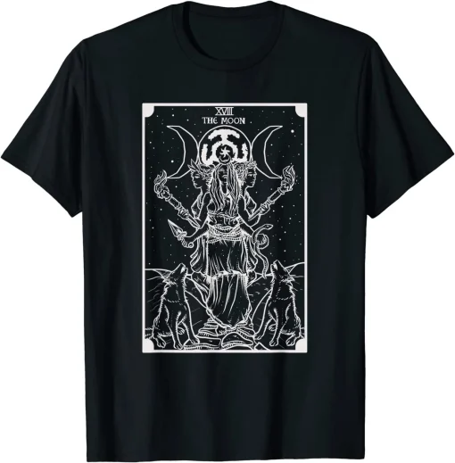 Hecate Triple Moon Goddess Witch Hekate Wheel Tarot Card T-Shirt