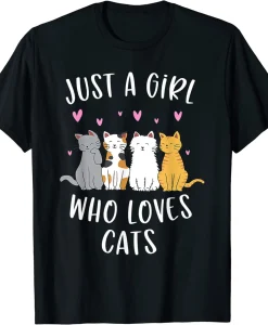 Just A Girl Who Loves Cats Cute Cat Lover T-Shirt