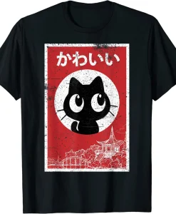 Kawaii Black Cat Ramen Lover Japanese Food T-Shirt