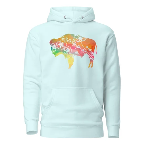 Wyoming Wildflower Bison Unisex Hoodie