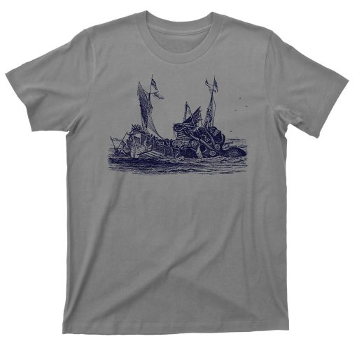 Kraken Attacking Sinking Ship T Shirt