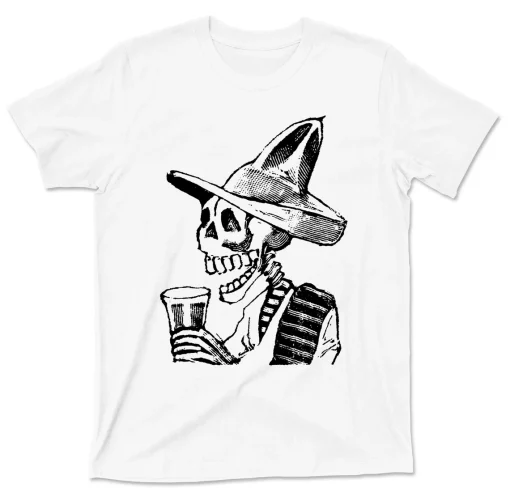 Skeleton Having Drink T Shirt